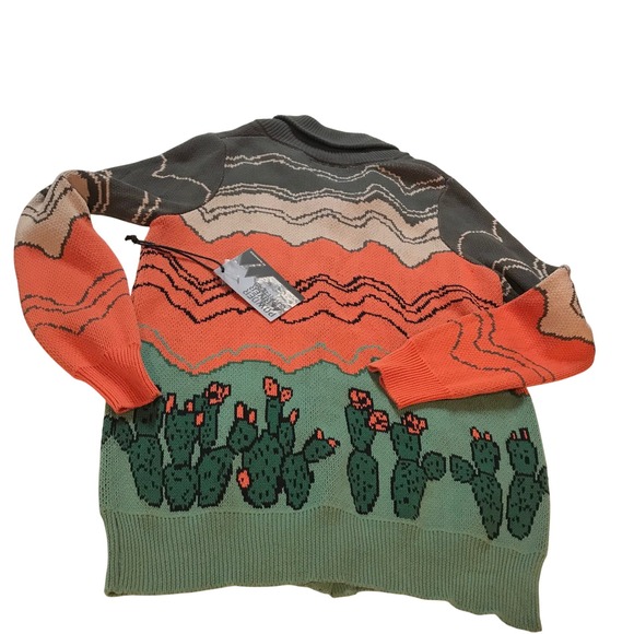 Powder River Outfitters Southwestern Desert Cactus Collar Cardigan Sweater L - Picture 3 of 16